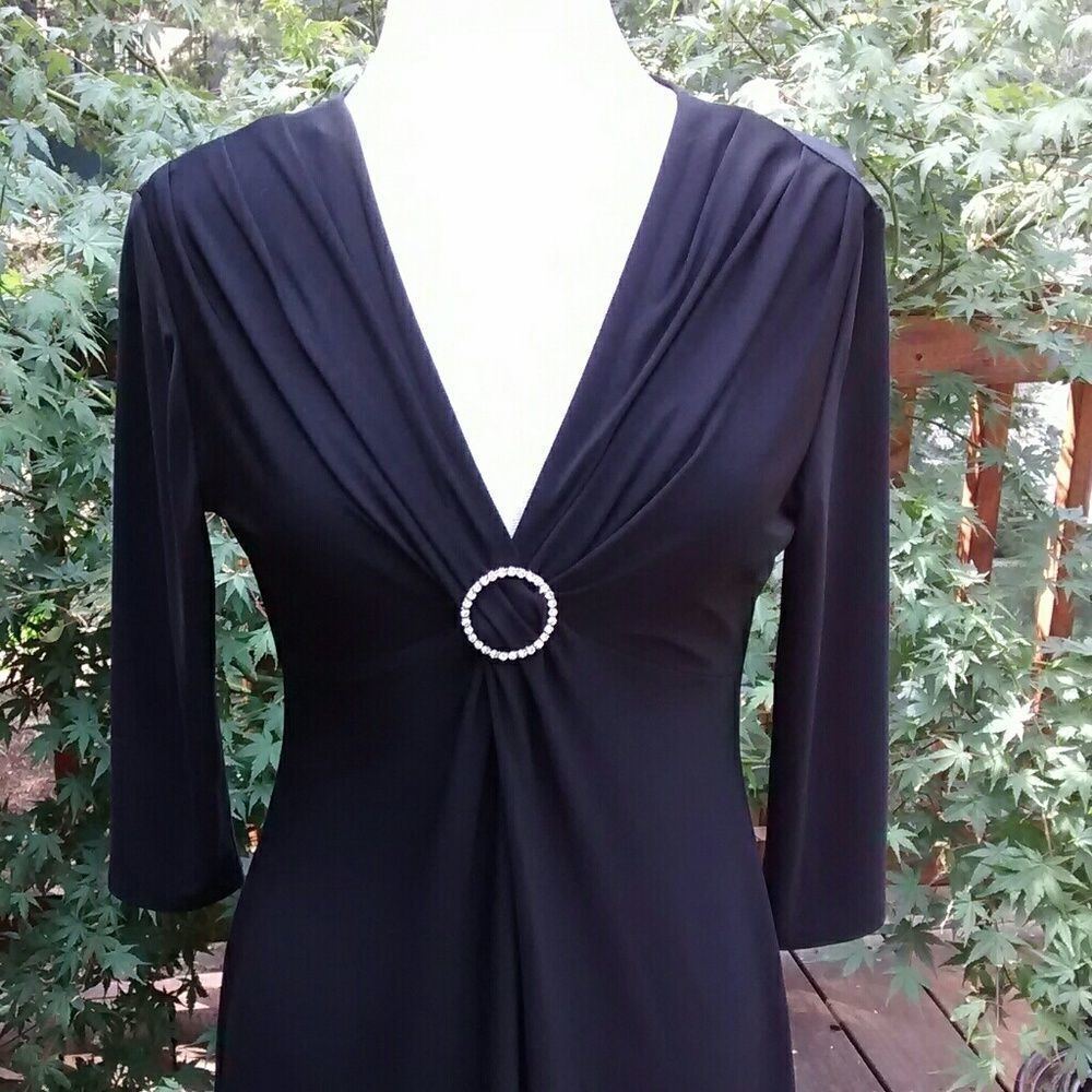Evan-Picone Little Black Dress Rhinestone Buckle - Picture 2 of 7